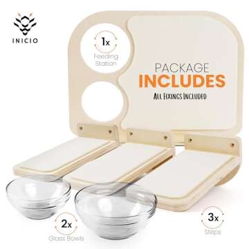 Cat Shelves for Wall w/Cat Feeding Shelf and 3 Steps, Dog Proof Feeding Station for Cats, Durable an...