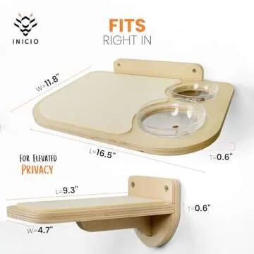 Cat Shelves for Wall w/Cat Feeding Shelf and 3 Steps, Dog Proof Feeding Station for Cats, Durable and Easy Install Floating Shelves for Cats, Suitable for Small and Medium Size up to 22lbs