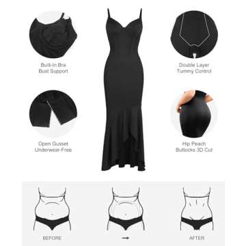 Popilush Corset Dress with Built-in Shapewear for Women