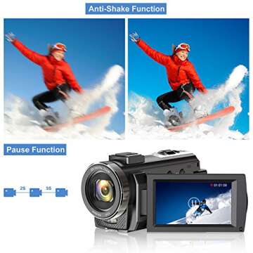 VAFOTON Video Camera Camcorder, 1080P 30FPS 24MP 2021 New Upgraded Vlogging Camera for YouTube 16X Digital Zoom 3.0" 270° Rotation Screen Vlog Camera with Microphone Stabilizer Remote Control