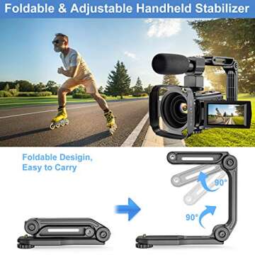 VAFOTON Video Camera Camcorder, 1080P 30FPS 24MP 2021 New Upgraded Vlogging Camera for YouTube 16X Digital Zoom 3.0" 270° Rotation Screen Vlog Camera with Microphone Stabilizer Remote Control