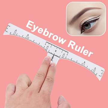 100 Pack Eyebrow Ruler, KINGMAS Disposable Brow Ruler Microblading Adhesive Eyebrow Sticker Stencil Guide Measuring Tool