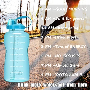 QuiFit Motivational Gallon Water Bottle - BPA Free - 128/64 oz