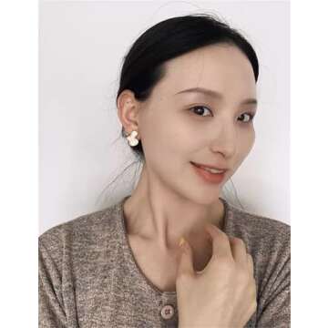 Irregular Statement Earrings for Women Unique Stainless Steel Petal White Enamel Large Stud Trendy Jewelry