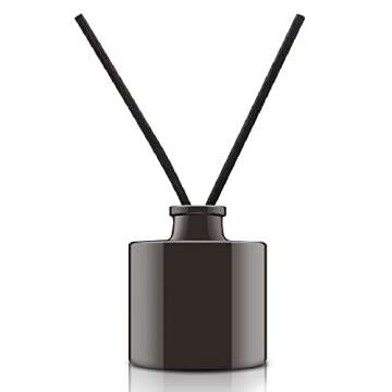 Feel Fragrance Black Glass Diffuser Bottles Round Diffuser Jars with Gold Caps Set of 4 – 2.95 inches High, 100ml 3.4ounce. Fragrance Accessories Use for DIY Replacement Reed Diffuser Sets.