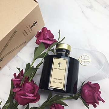 Feel Fragrance Black Glass Diffuser Bottles Round Diffuser Jars with Gold Caps Set of 4 – 2.95 inches High, 100ml 3.4ounce. Fragrance Accessories Use for DIY Replacement Reed Diffuser Sets.