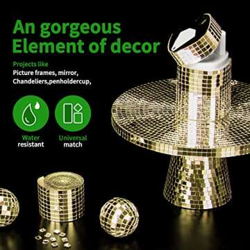 LONGKING 1888 Pieces Self-Adhesive Mirror Tiles, Square Mirror Stickers Mosaic Tiles, Glass DIY Craf...