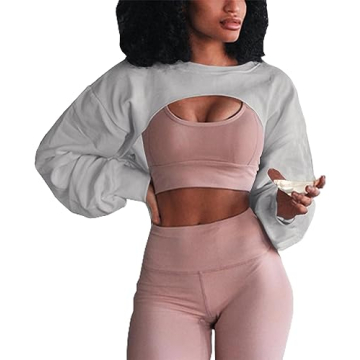 Artfish Women's Long Sleeve Crop Sweatshirt in Heather Grey