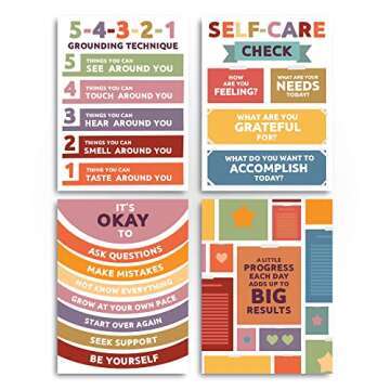 Sproutbrite Calming Corner -12 pack - Classroom Decor Educational Posters for Elementary, Middle School, and High School Classrooms (Neutral)