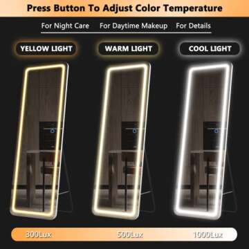 Vierose 60" LED Full Length Mirror with Adjustable Lighting