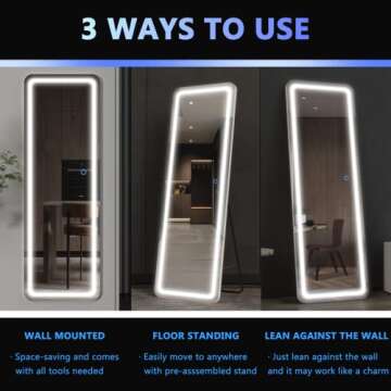 Vierose 60" LED Full Length Mirror with Adjustable Lighting