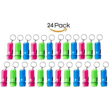 Kicko Mini Flashlight Keychain - 24 Pack Assorted Colors