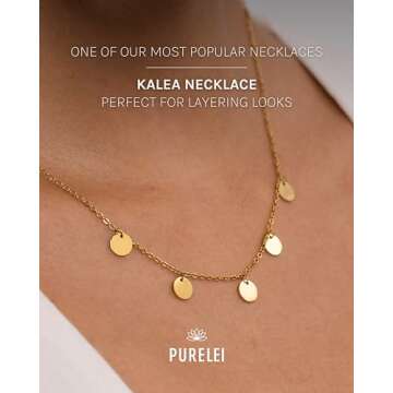 Purelei® Kalea Necklace (gold) –18K Gold plated stainless steel jewelry – Waterproof chain – ...