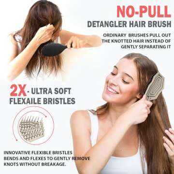 Fiora Naturals Hair Detangling Brush -100% Bio-Friendly Hair Detangler Brush w/Ultra-soft Bristles- ...