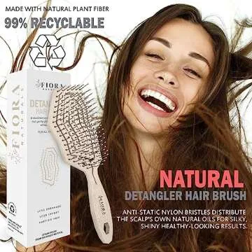 Fiora Naturals Hair Detangling Brush -100% Bio-Friendly Hair Detangler Brush w/Ultra-soft Bristles- Glide Through Tangles with Ease - For Curly, Fine, Women, Men, Kids, Toddlers, Wet and Dry Hair