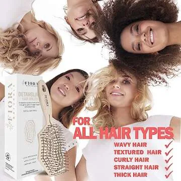 Fiora Naturals Hair Detangling Brush -100% Bio-Friendly Hair Detangler Brush w/Ultra-soft Bristles- Glide Through Tangles with Ease - For Curly, Fine, Women, Men, Kids, Toddlers, Wet and Dry Hair