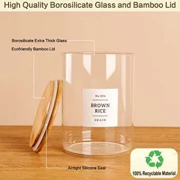 Elegant Glass Storage Jars With Airtight Bamboo Lid