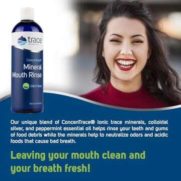 Trace Minerals | ConcenTrace® Mineral Mouth Rinse | Gentle Mouth Rinse, Fresh Breath | Alcohol Free, Certified Vegan, Gluten Free, Non-GMO | Mint | 10 oz