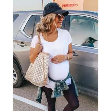 Peauty Women's Maternity Classic Round Neck T-Shirt for Stylish Comfort