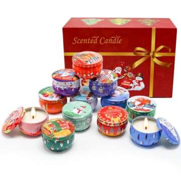 Deluxe Scented Candle Gift Set - 12 Fragrances, Natural Soy Wax, Ideal for Women, Holidays, and Special Occasions