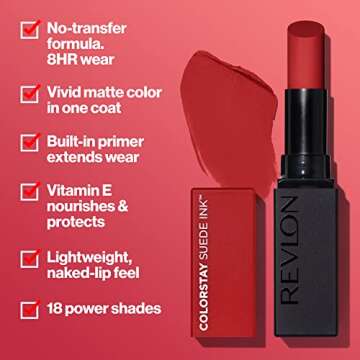 REVLON Lipstick, ColorStay Suede Ink, Built-in Primer, Infused with Vitamin E, Waterproof, Smudge-pr...