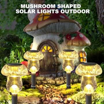 Solar Lights Outdoor, 8 Pack Solar Pathway Lights Outdoor, Solar Powered LED Mushroom Solar Garden L...