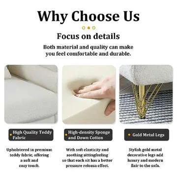 Dolonm Modern Living Room Furniture Sets, 2 Piece Sofa and Loveseat Set, Deep Seat Couch Sets, Boucle Teddy Sofa, Cozy Upholstered Sofa for Apartment, White