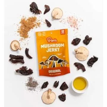 Pan's Mushroom Jerky, Vegan Snacks, Dried Mushrooms Shiitake, Plant based Jerky, Meatless Jerky, Gluten Free, High in Fiber, with Original flavor (2.2 Ounce, Pack of 3)
