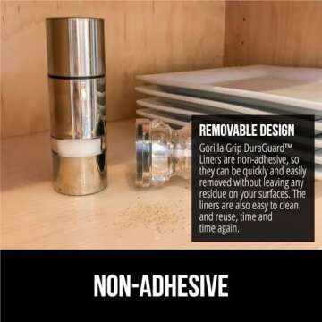 GORILLA GRIP DuraGuard Shelf Liner, 17.5x20 Non-Adhesive Cabinet Liners for Kitchen Drawers, Shelves, Refrigerator, Pantry Storage, Bathroom Closet, Durable Waterproof BPA Free Ribbed Plastic, Clear