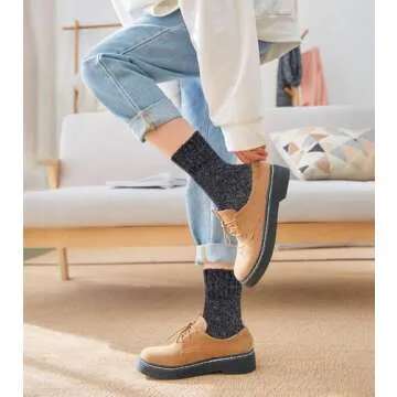 Loritta Wool Socks for Women Warm Winter Socks Thick Knit Soft Cabin Cozy Crew Boot Socks Gifts,BZ-Multicolor Bright