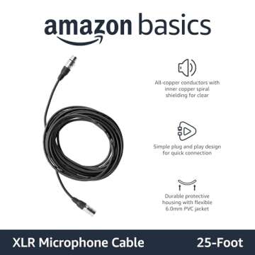 Amazon Basics 25 ft XLR Microphone Cable with Copper Conductors