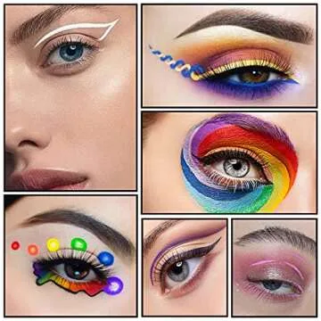 Permotary 16 PCS Matte Colorful Liquid Eyeliner Set Neon Eye Liners Pen,Waterproof Long Lasting Quick Dry Rainbow Eyeliner Eyeshadow Pencil Makeup Kit Gift for Women Girls