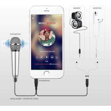 Uniwit Mini Portable Vocal/Instrument Microphone for Voice Video Recording Singing,Vlogging, Podcasting, Tiny Microphone for iPhone Android Phone Computer Latop Notebook Tablet iPad(Silver)