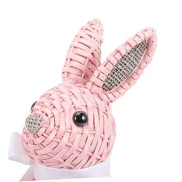 Homoyoyo Rattan Rabbit Ornament Rattan Bunny Figurines Outdoor Rabbit Statue Easter Table Centerpiec...