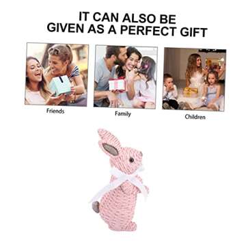 Homoyoyo Rattan Rabbit Ornament Rattan Bunny Figurines Outdoor Rabbit Statue Easter Table Centerpiece Easter Party Favors Woven Bunny Statue Easter Rabbit Household Resin Fairy Garden