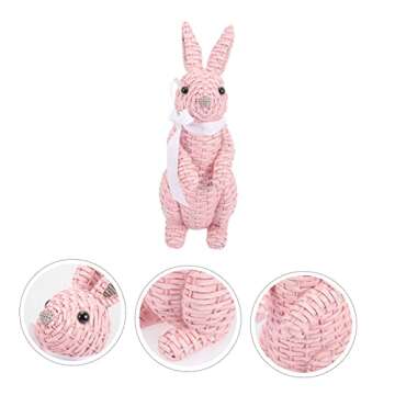 Homoyoyo Rattan Rabbit Ornament Rattan Bunny Figurines Outdoor Rabbit Statue Easter Table Centerpiece Easter Party Favors Woven Bunny Statue Easter Rabbit Household Resin Fairy Garden