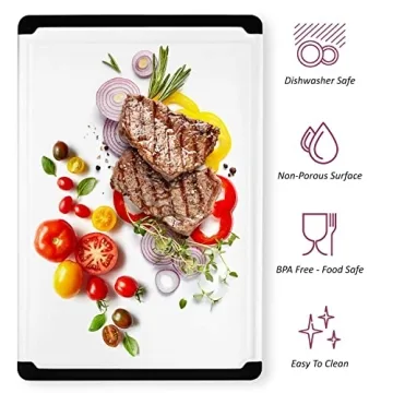 Large Plastic Cutting Board - Dishwasher Safe, Non-Slip, 18 x 12