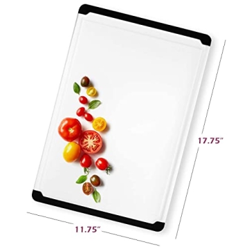 Large Plastic Cutting Board - Dishwasher Safe, Non-Slip, 18 x 12