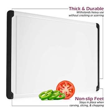 Large Plastic Cutting Board - Dishwasher Safe, Non-Slip, 18 x 12