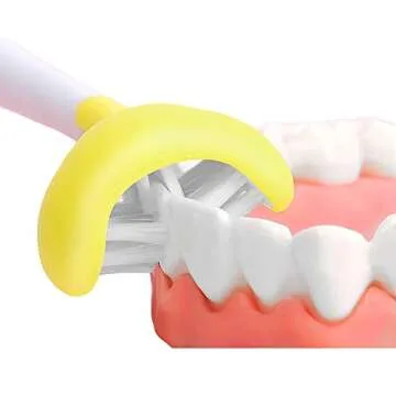 FOREVIVE 2 Pieces 3 Sided Toddler Toothbrush, Three Bristles for Kids Toothbrush, Autism Soft Bristles,Soft and Gentle for Complete Tooth and Gum Care(C1（Blue+Yellow） Kids)