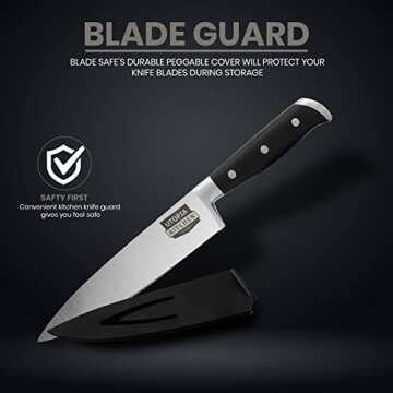 Utopia Kitchen 8 inch Chef Kitchen Knife Cooking Knife Carbon Stainless Steel with Sheath and Ergono...