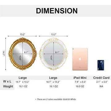 OMIRO Vintage Hanging Mirror in Antique Gold for Home Decor