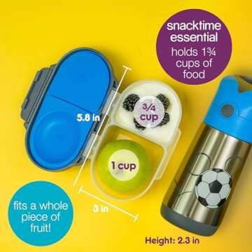 b.box Snack Box (2-pack) for Kids & Toddlers: 2 Compartment Snack Containers, Mini Bento Lunch Box. ...