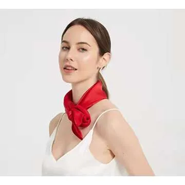ANDANTINO 100% Real Mulberry Silk Scarf -21'' x 21''- Lightweight Neckerchief –Women Men Small Square Digital Printed Scarves (Solid Color-Red)