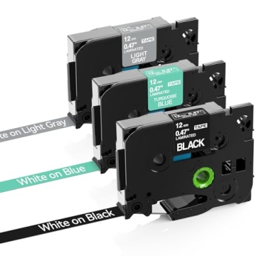 Greateam Label Tape 12mm Compatible with Brother TZe TZ Tape TZe-335/T535/MQL35, P-Touch 12mm 0.47 I...