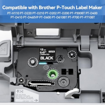 Greateam Label Tape 12mm Compatible with Brother TZe TZ Tape TZe-335/T535/MQL35, P-Touch 12mm 0.47 Inch Label Maker Tape Use for Brother P-Touch PTD210 PTD220 PTD400 PTD600 PTH110 PT-1280, 3 Pack