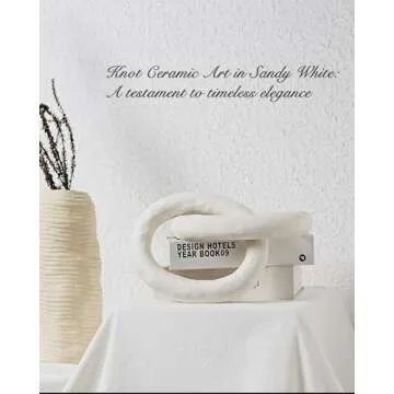 UPWOIGH White Knot Inspired Modern Ceramic Decor,Large Minimalist Coffee Table Decor, Big Handmade Boho Ceramic Link Chain Decorative Home Décor for Living Room