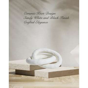 UPWOIGH White Knot Inspired Modern Ceramic Decor,Large Minimalist Coffee Table Decor, Big Handmade Boho Ceramic Link Chain Decorative Home Décor for Living Room