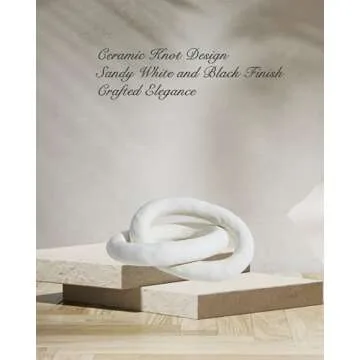 UPWOIGH White Knot Inspired Modern Ceramic Decor,Large Minimalist Coffee Table Decor, Big Handmade Boho Ceramic Link Chain Decorative Home Décor for Living Room