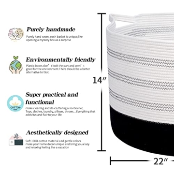 R RUNKA XXXLarge Cotton Rope Basket for Toys & Laundry